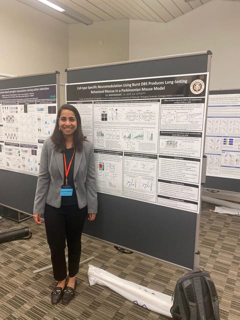 Shruti presenting her poster at the Lake Conference on Sensation and Action, Thun, Switzerland, May 2023